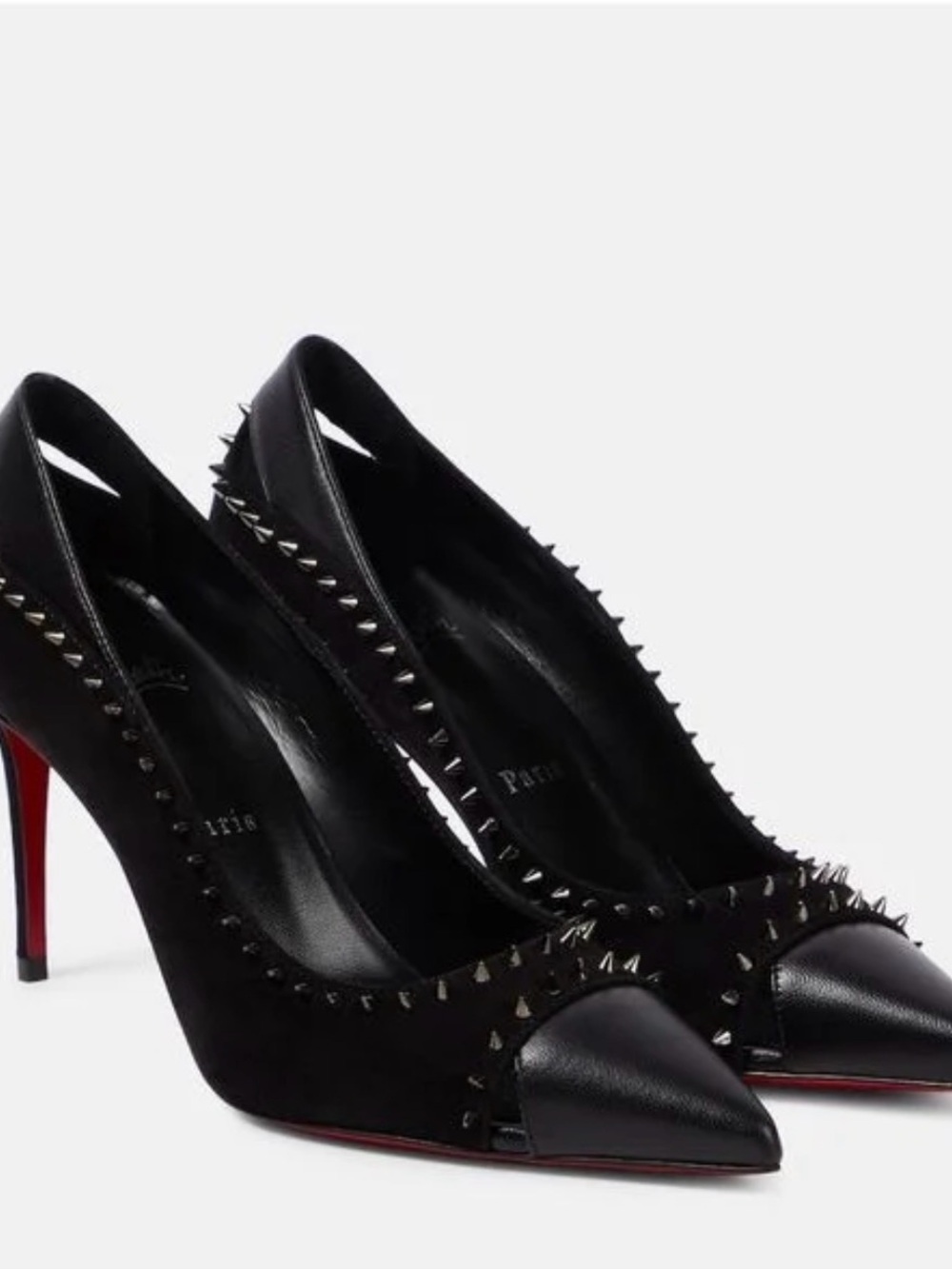 Authentic Christian Louboutin Black Studded Pointed-Toe Pumps